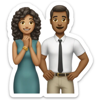 UN HOMME QUI MET UNE BAGUE DANS LE DOIGT ET UNE FEMME sticker