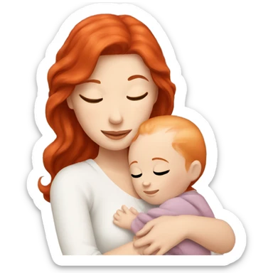 Red hair white lady cuddling baby  sticker