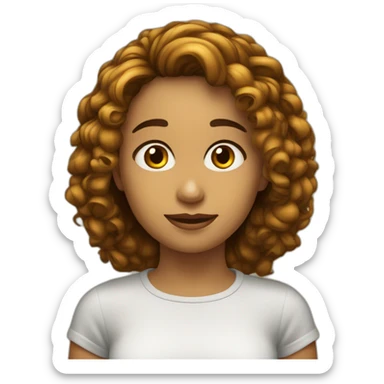 Chica pelo castaño rizado largo ojos miel sticker