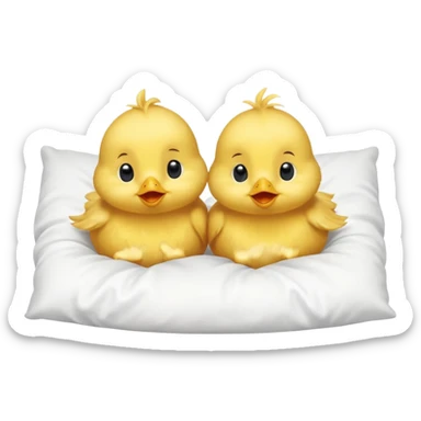 Two baby chicks laying on their back in bed sticker