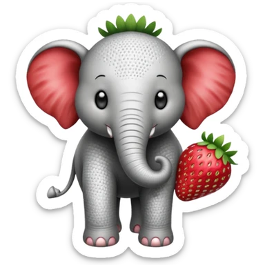 Make a  black and white strawberry elephant sticker