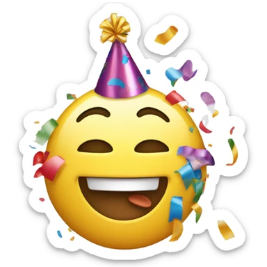 A cheerful, celebratory emoji to represent success and achievements within the community.
Features: A smiling face with confetti or party hat, possibly with raised hands or a thumbs-up gesture.
Emotion: Happiness, excitement, celebration. sticker