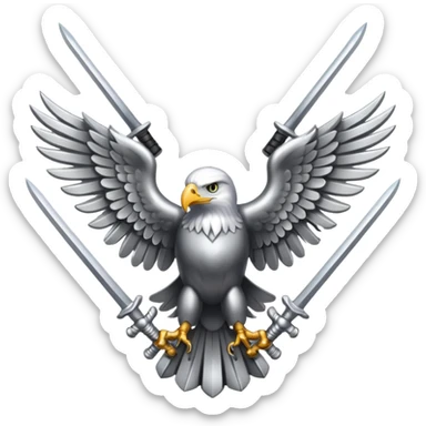 Silver eagle with crossed sabers sticker