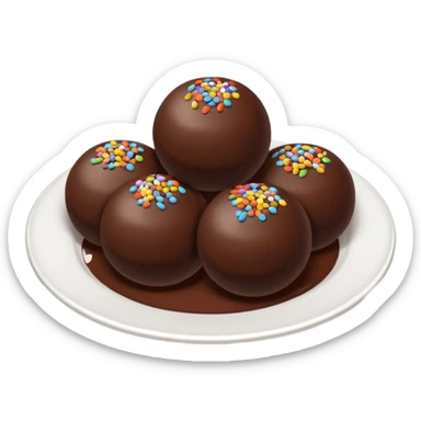 chocolate balls on plate with chocolate sprinkles sticker