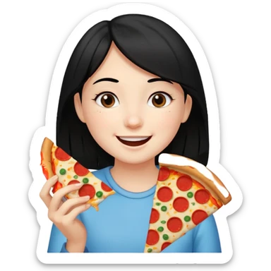 eating food well baby with happy face black hair young girl sticker