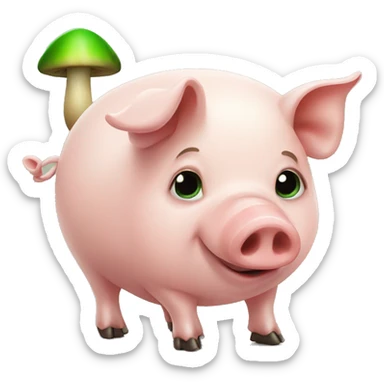 pig with green mushroom sticker