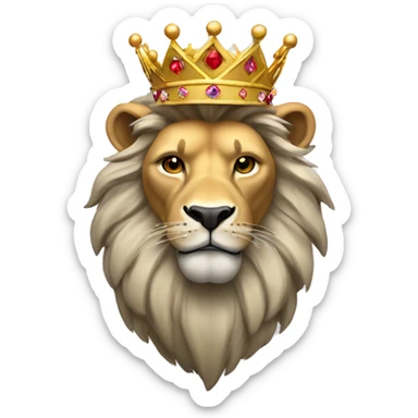 Un león con corona de diamentes y rubíes  sticker
