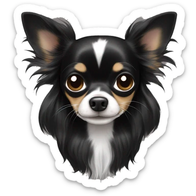 Long hair black Chihuahua with white sticker