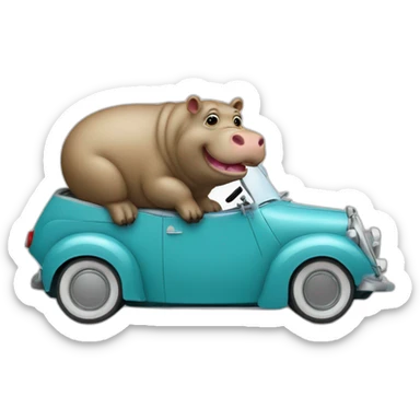 Hippopotame dans voiture de luxe sticker
