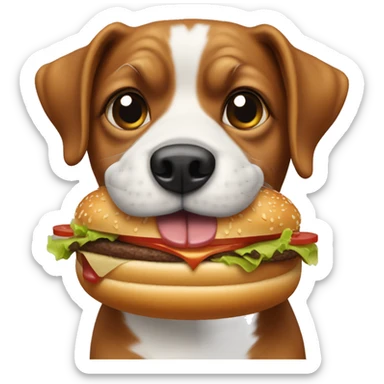 Dog eating hamburguer  sticker