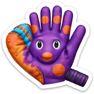 Purple and orange polka dot Baseball in a tie dye glove  sticker