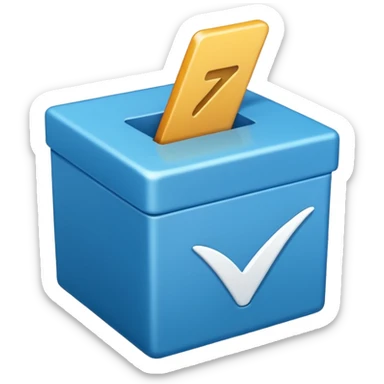 Side way check mark in bule box 2d not 3d sticker