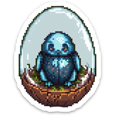 cranial, eye, MRI, SCAN, egg, embryonic, inside of glass egg, dark creature, eerie, otherworldly, crystal egg, tiny embryo. fetoid shape sticker