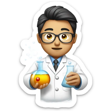 Reallistic asian chemistry researcher sticker