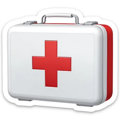 First aid kit with a red cross sticker