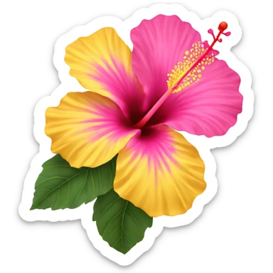 yellow and pink hibiscus flower sticker