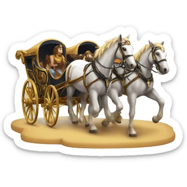 four horses pulls a chariot sticker