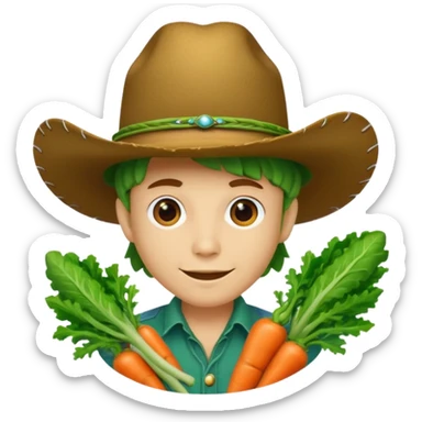 green vegetable with a top cowboy hat sticker