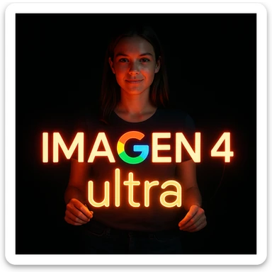 make a girl holding this sign, but sign in made of neon, also add ultra below the sign sticker