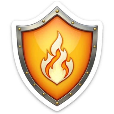 White gold shield with flame sticker
