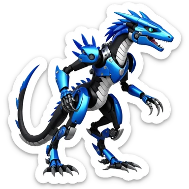 Full body Edgy Anthro Futuristic Mechanical Sergal-raptor-vernid sticker