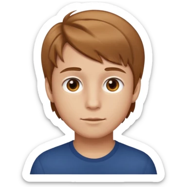 A boy with light brown hair and brown eyes and white skin sticker