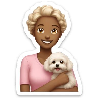 girl smiling with Maltipoo sticker