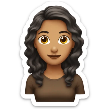 chica castaña oscura ondulada de tez clara  sticker