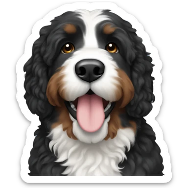 Black Bernedoodle with only white fur under his chin. Brown eyebrows  sticker