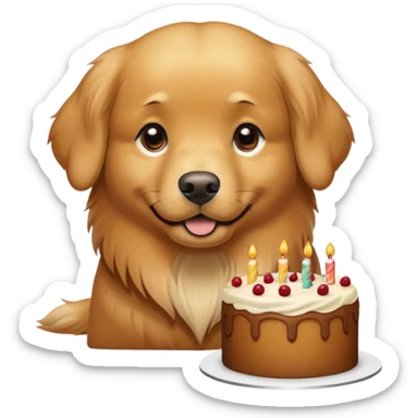 slightly darker colored golden retriever, turning into a cake sticker