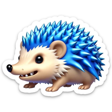 an electric hedgehog with sharp teeth, metal spikes, and strong fangs sticker