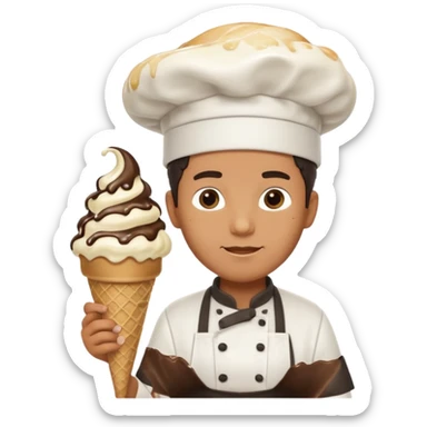 Male Chef with giant ice cream cone sticker