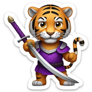 Purpel Tiger with sword sticker