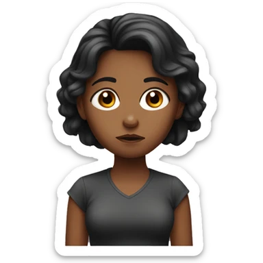 concerned girl with dark burgundy hair sticker