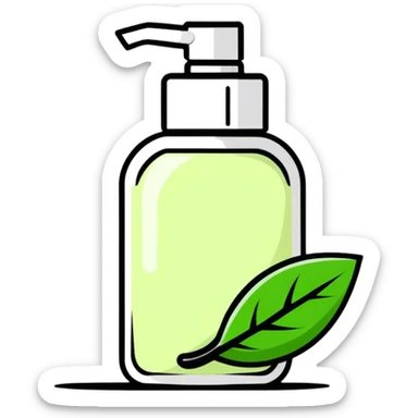 Safe natural skincare product with leaf icon sticker