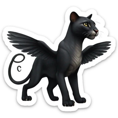 realistic winged black puma with snake  sticker