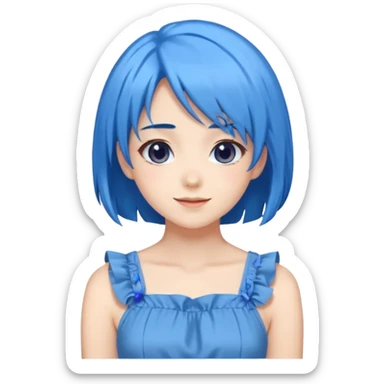 pixel somehow produce anime girl with blue hair sticker
