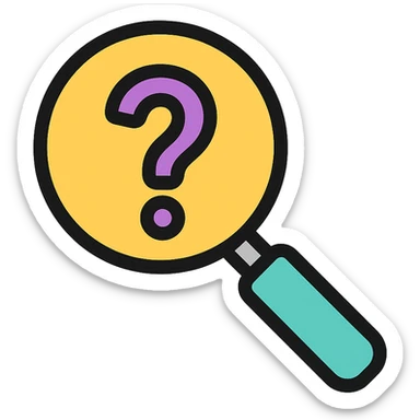 a magnifying glass with a question mark inside sticker