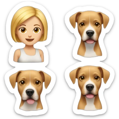 Blond lady with bob haircut with two pitbulls sticker