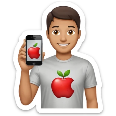 apple phone man team  with apple logo sticker