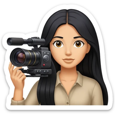 content creator, filming, black long hair tanned woman sticker
