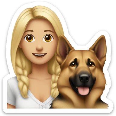 blonde girl with a german shepherd  sticker