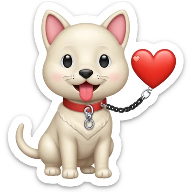 IOS heart eyes face with tongue out on leash sticker