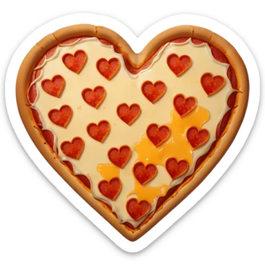 pizza in the shape of a broken heart for Valentine's Day sticker