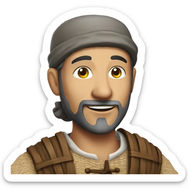 photorealistic happy medieval peasant sticker
