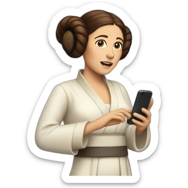 princess leia speaking with a phone sticker
