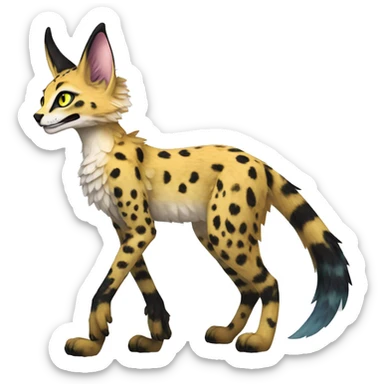 Epic Edgy Colorful ethereal eldritch Sergal-Serval-Fionbri full body  sticker
