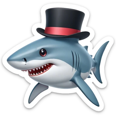 Shark with a top hat sticker