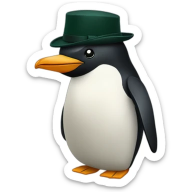 blushing penguin head with a dark green peaky blinders flat cap sticker