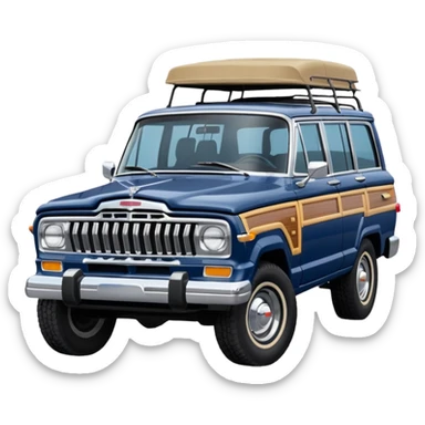 vintage navy blue jeep wagoneer suv (the hood turned to the right) sticker